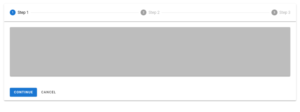 Creating a stepper with the Vuetify stepper component.