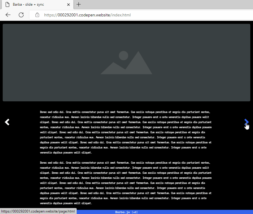Page transitions created with Barba.js.