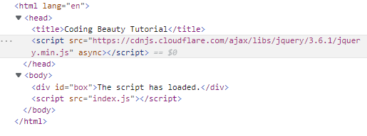 The script file is included in the head of the document.