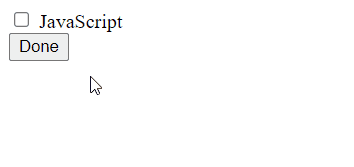 The checked state of the checkbox determines the message displayed when the button is clicked.