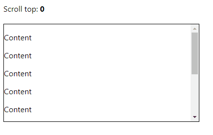 The text is updated when the component's onScroll event fires.
