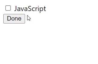 A message depending on the checkbox's checked value is displayed.