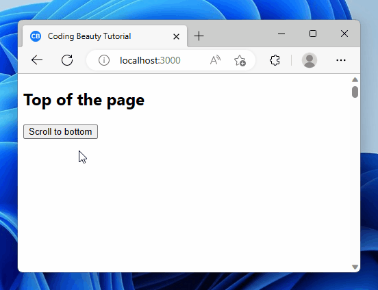 Clicking the button to scroll to the bottom of the page in React.