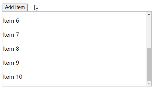 The div scrolls to the top when a new element gets added to it.