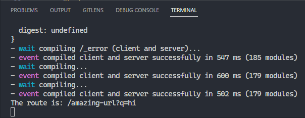 The current route printed in the console