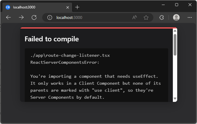 The useEffect React hook can't work without the 'use client' directive in Next.js.