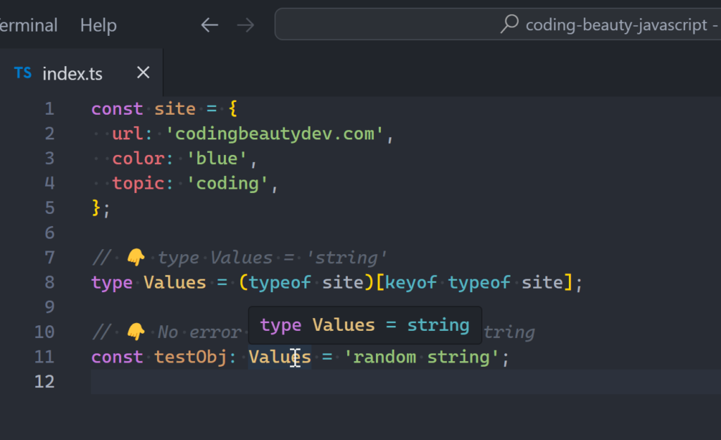 The Values type is a string.