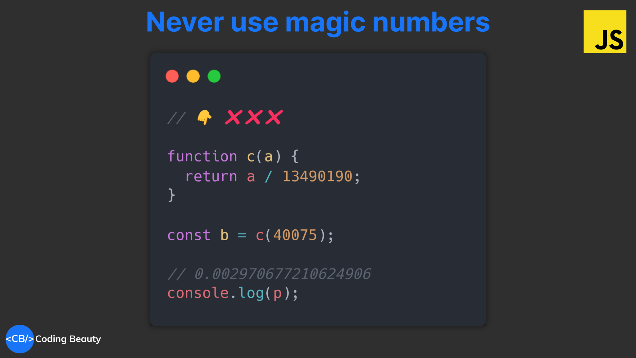 Never use magic numbers in your code: Do this instead - Coding Beauty